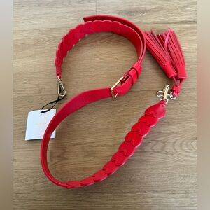 NWT Kate Spade Red Heart Braided Adjustable Removable Bag Strap with Tassels